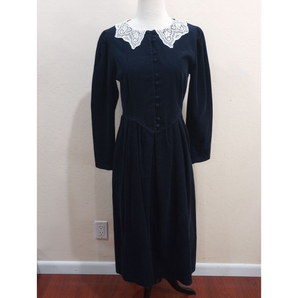 Laura Ashley Navy Blue Long Sleeve Dress, Size 4